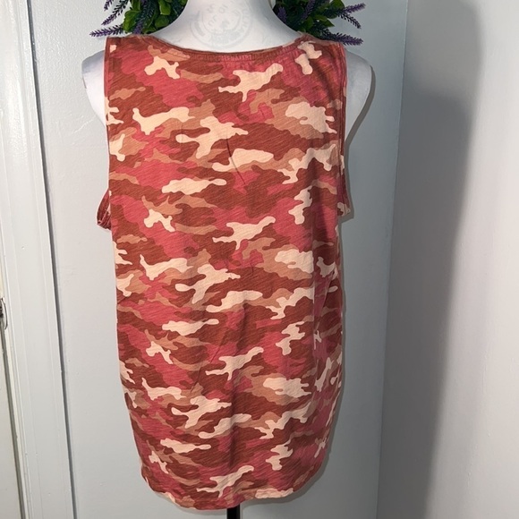 Old Navy, L, pink tan brown camo print tank top 100%Cotton Costal Cowgirl Y2K - Picture 4 of 6